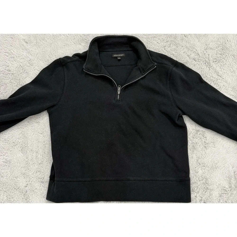 Banana Republic Men's Black 1/4 Zip Mock Neck Pullover Sweatshirt Size L